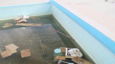 <b>DEGRADO. </b>La piscina abbandonata piena di detriti, è chiusa da aprile 2009