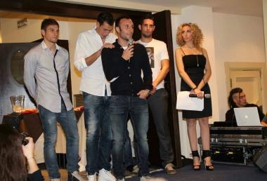 <b>IDEATORI. </b>Dionisi, Mazzoni, Luci e Miglionico durante la serata 