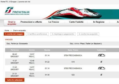 <b>ON LINE</b> Sul sito di Trenitalia non ci sono treni regionali previsti per Pisa 