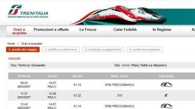 <b>ON LINE</b> Sul sito di Trenitalia non ci sono treni regionali previsti per Pisa
