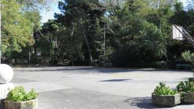 <b>DIMENTICATO.</b> A sinistra il campetto di basket al Palasport rimasto con un solo canestro A destra: la scultura (imbrattata) che ricorda Diego Malfatti a cui è intitolato il campo