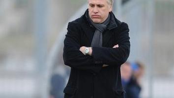 Il tecnico della Massese Fabrizio Tazzioli non è contento del gioco della squadra bianconera