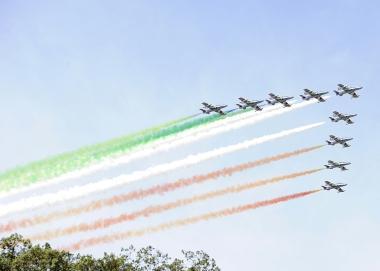 Una esibizione delle Frecce tricolori 