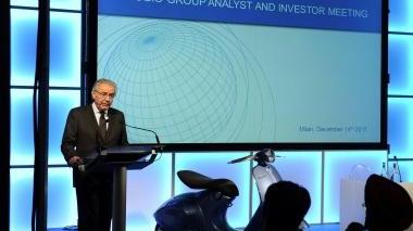Il presidente e Ad di Piaggio Roberto Colaninno alla presentazione del Piano strategico