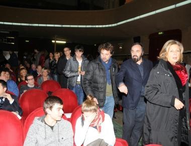 Pieraccioni con lattore Buscemi nella sala del cinema Moderno    