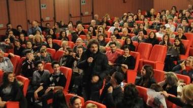 Leonardo Pieraccioni durante il suo intervento al Cinema Astra