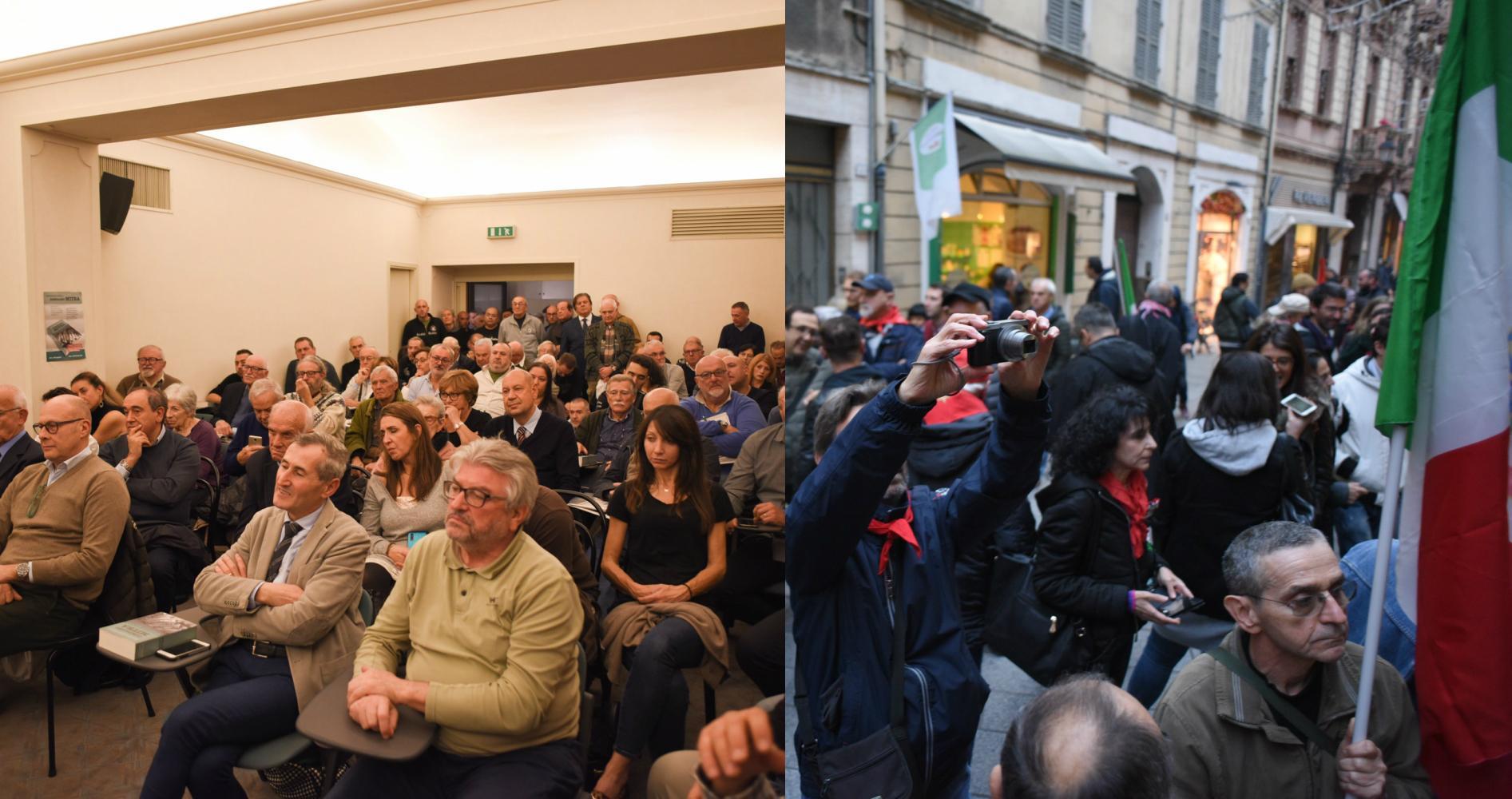 Reggio Emilia, un centinaio in strada «contro i fascisti» ma la presentazione del libro "anti partigiani" fa il pienone 