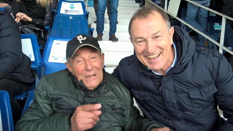 Valentino Galeotti allo stadio Mazza con l'ex allenatore Spal Gianni De Biasi