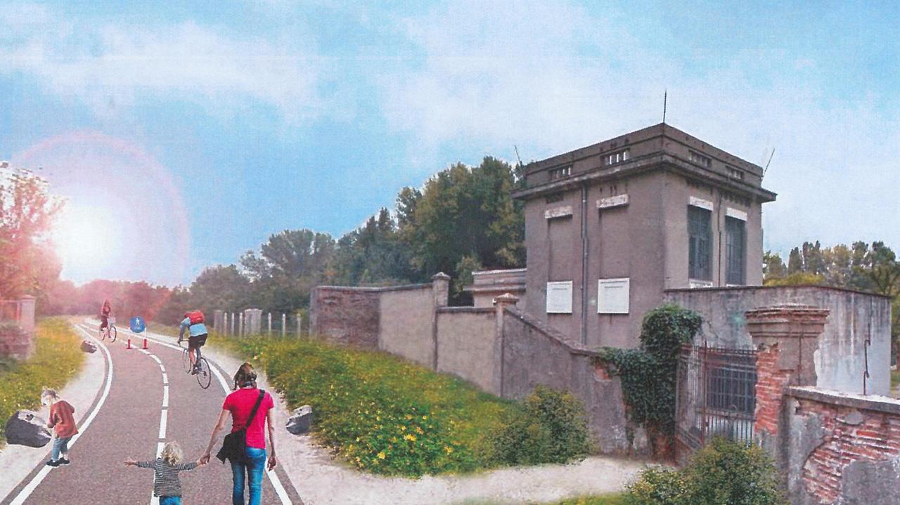 Il rendering di una pista ciclopedonale