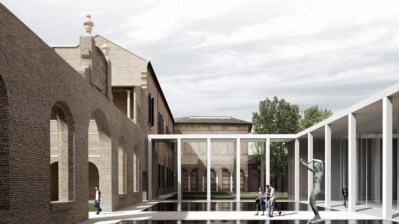 Il rendering della nuova costruzione a Palazzo dei Diamanti