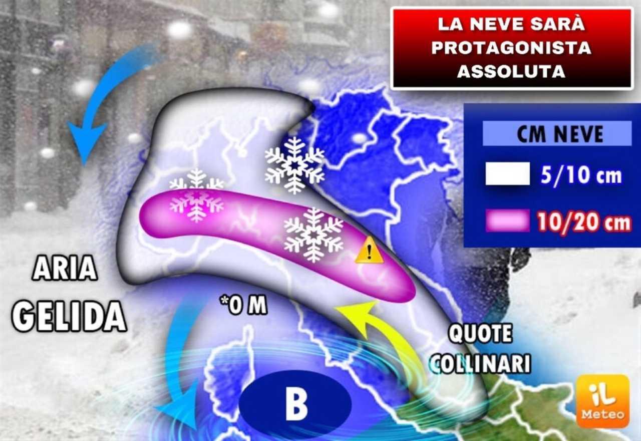 L'ipotesi della situazione neve secondo il Meteo.it