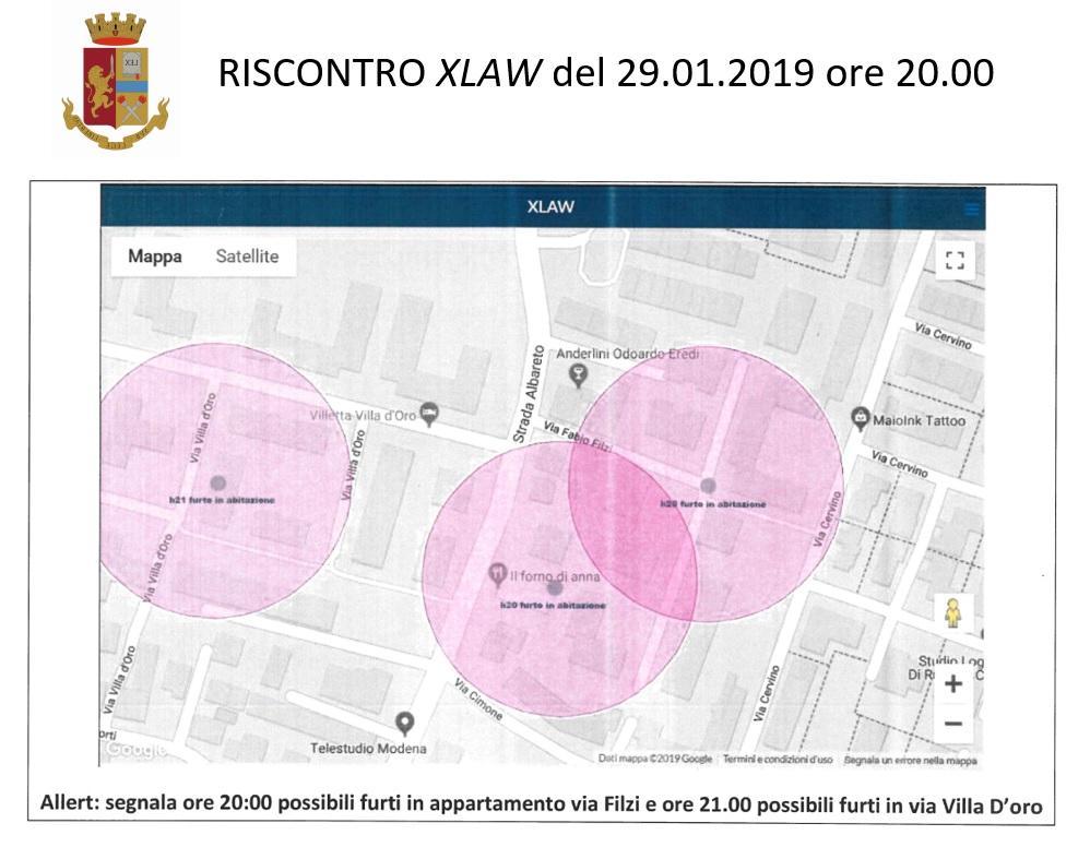 Modena Ladro catturato grazie a XLaw, il  software che segnala i possibili reati in corso