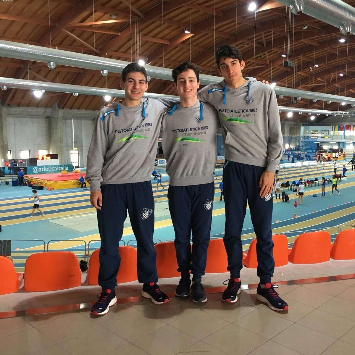 I tre medagliati ai campionati regionali indoor dell'Ateltica Pistoia 1983 Chiantibanca