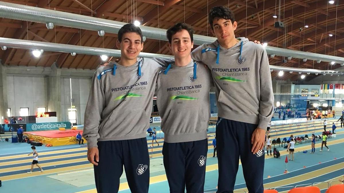 I tre medagliati ai campionati regionali indoor dell'Ateltica Pistoia 1983 Chiantibanca