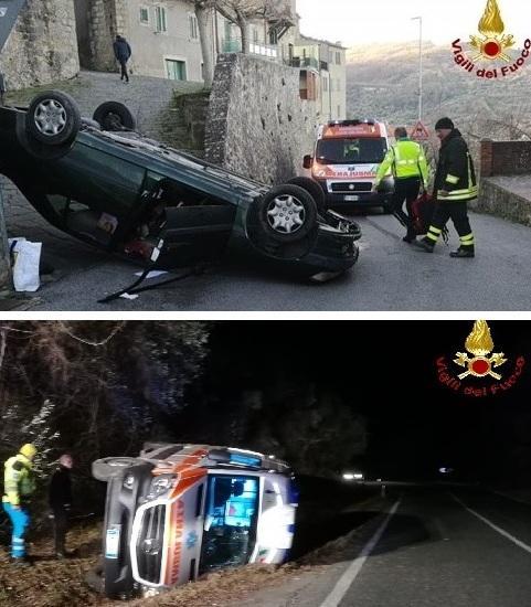 Parte in auto e si ribalta Insegnante ferito