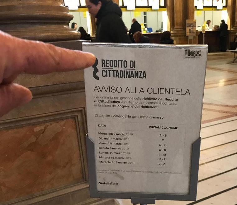 Reddito di cittadinanza dal 6 marzo: Poste vara il calendario per lettera 