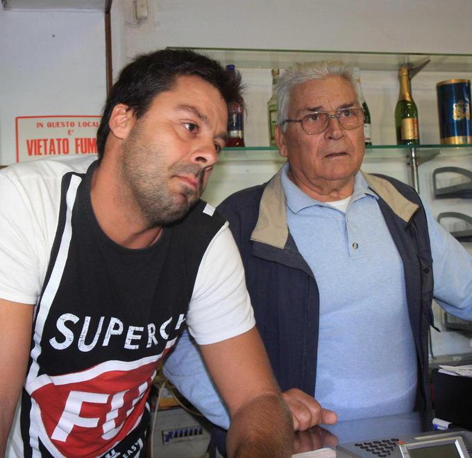 Giancarlo Bonaccorsi col figlio Massimo al bar della Tribuna che riaprì dopo la morte di Mario Bianchi