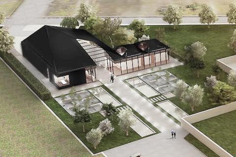 Il rendering del progetto del forno crematorio a Empoli, nella zona del cimitero di Santa Maria