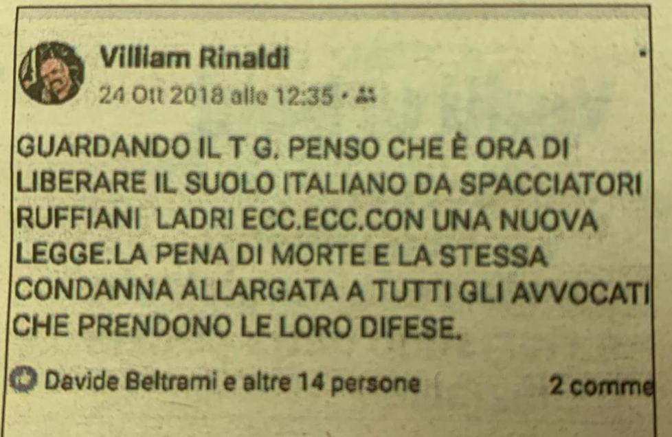 Post fascisti, Rinaldi tace: «C’è la privacy» 