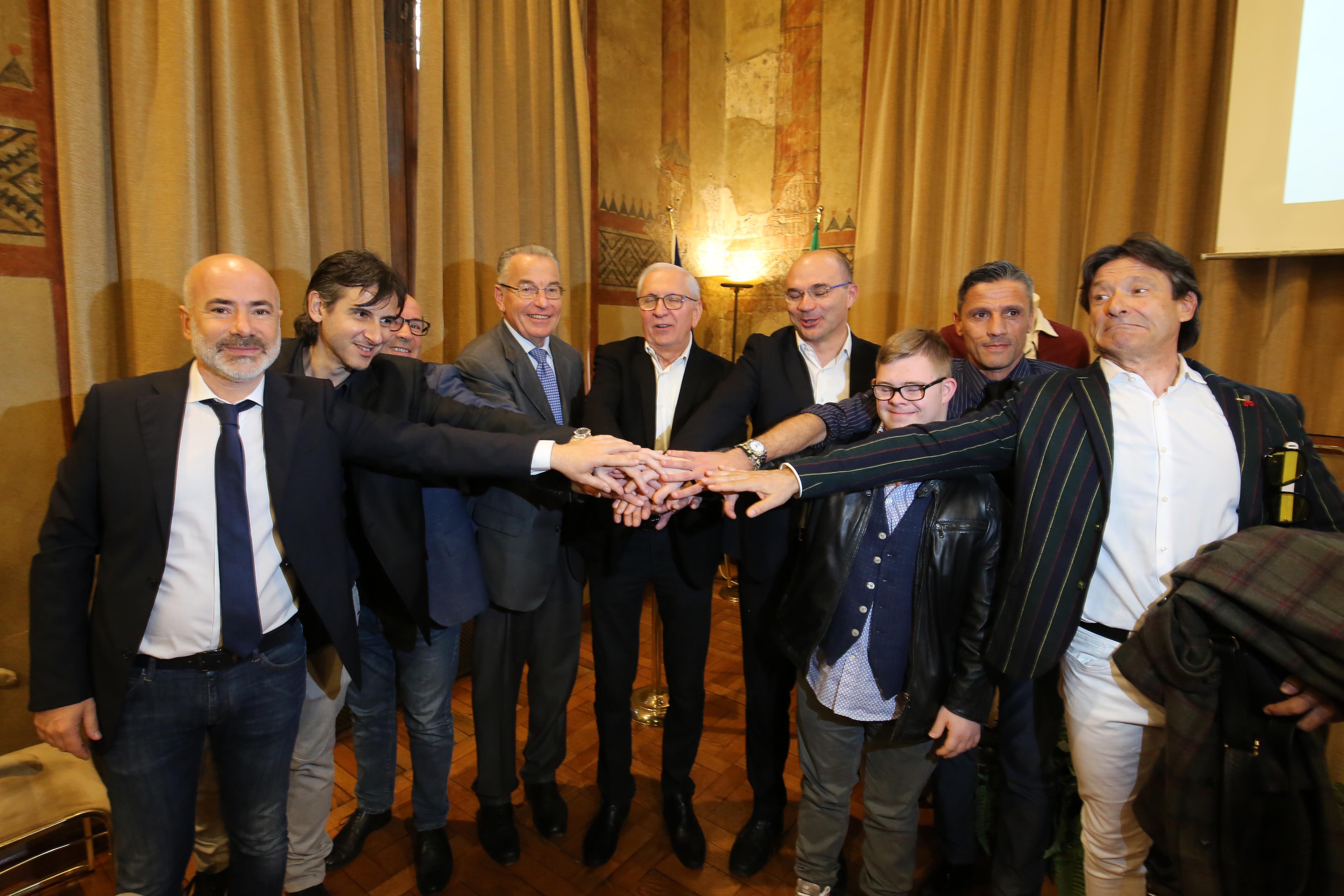 I protagonisti della conferenza di presentazione delle inziative per il centenario granata