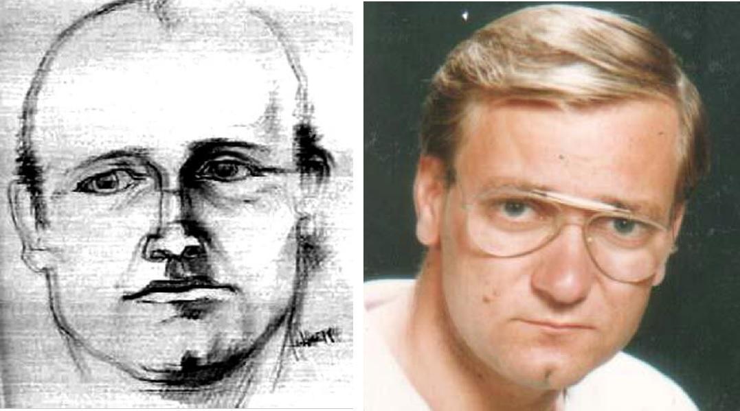 A sinistra l'identikit disegnato dagli specialisti della polizia scientifica dopo il ritrovamento del cadavere nel '98, a destra il volto del vero Zlatko
