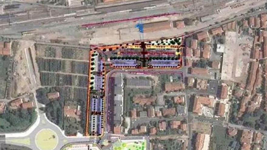 La pianta del futuro parcheggio. La stazione è in alto, a sinistra la rotatoria divia dell’Annona
