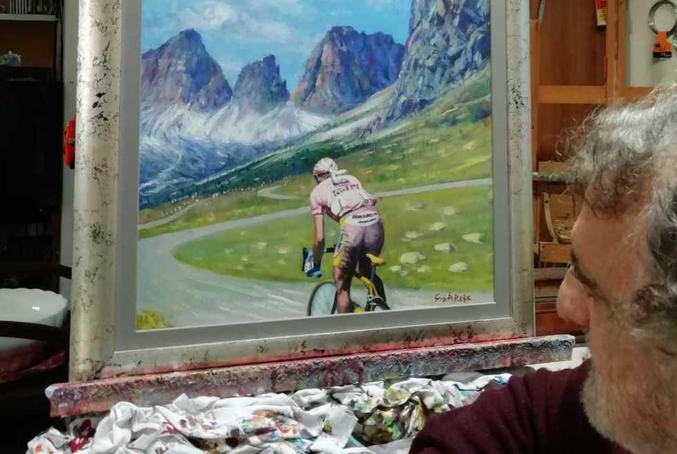 Di Batte, sulla tela la fatica del pedalare: Il “pittore del ciclismo” amato da Pantani 