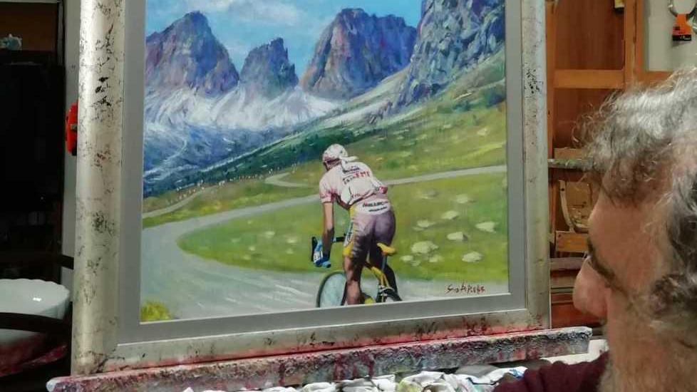 Di Batte, sulla tela la fatica del pedalare: Il “pittore del ciclismo” amato da Pantani