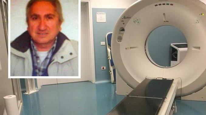Nel riquadro Michele Felline e un macchinario per le Tac