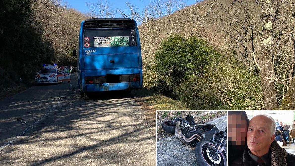 Ex commerciante muore in moto schiacciato sotto le ruote di un autobus