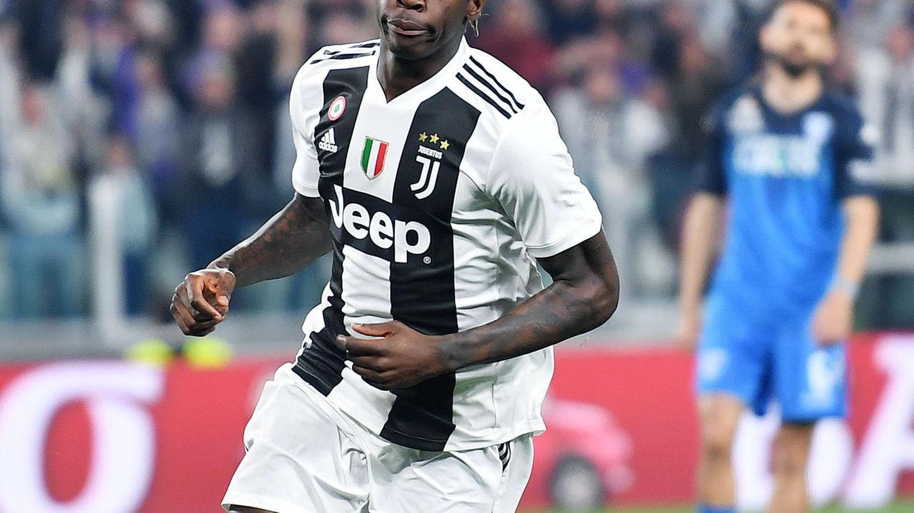 Moise Kean dopo il gol che ha consentito alla Juventus di battere l'Empoli