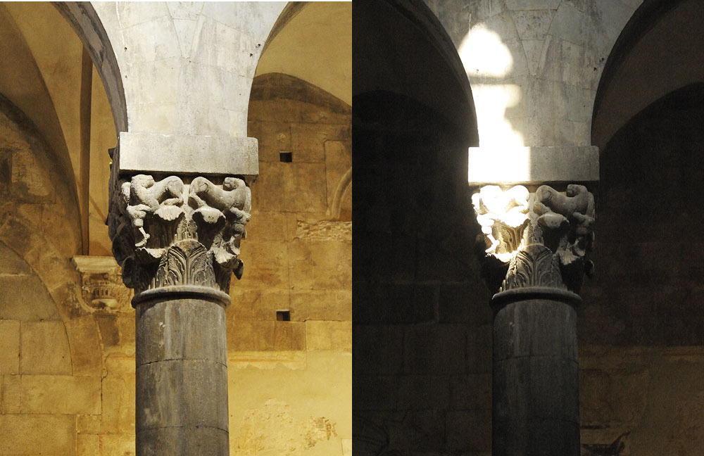 Il capitello diviso a metà dal raggio di sole