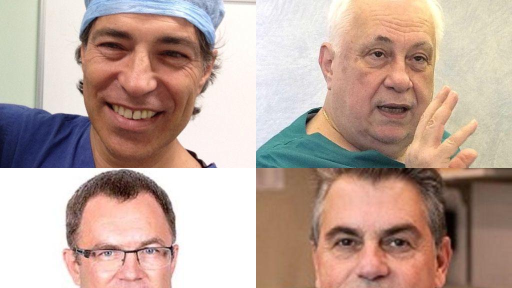 A sinistra, Paolo Muiesan (in alto), Johannes Bonatti (in basso); a destra, Rodolfo Capanna (in alto) e Giuseppe Giaccone (in basso)