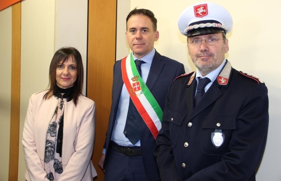 Giovanna Bonanno (assessore alla sicurezza), il sindaco e il comandante dei vigili Michele Stefanelli