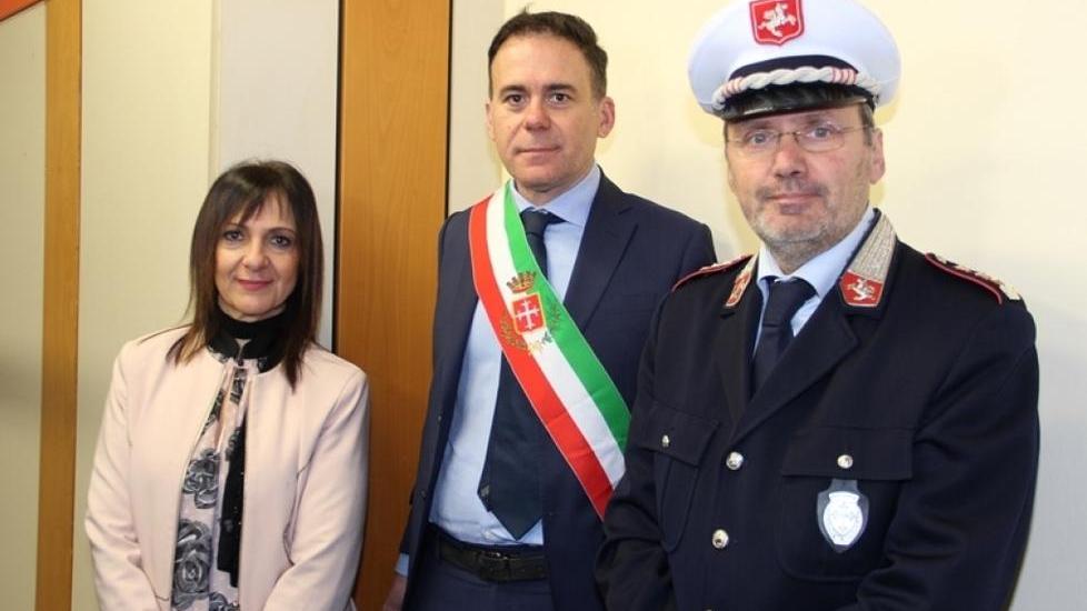 Giovanna Bonanno (assessore alla sicurezza), il sindaco e il comandante dei vigili Michele Stefanelli