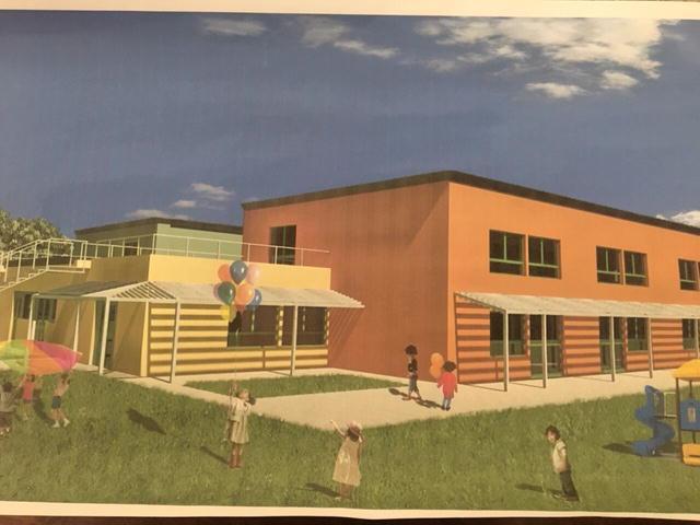 Il rendering di una delle scuole che verranno rifatte secondo i dettami della riqualificazione energetica