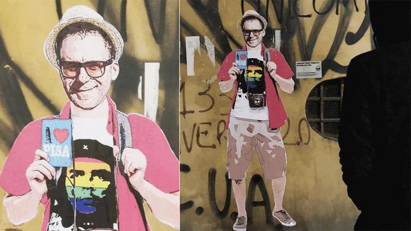 Street artist dipinge il sindaco leghista con la t-shirt di Che Guevara
