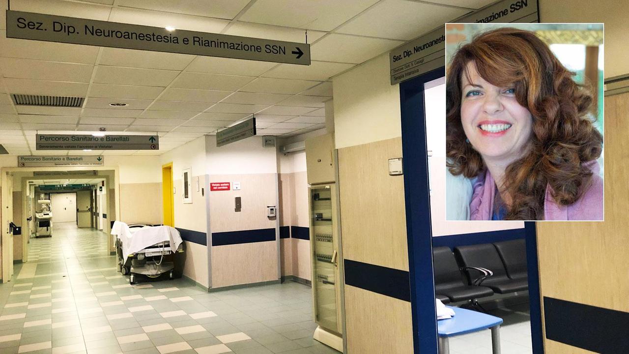 Il reparto di neurorianimazione di Cisanello; nel riquadro la dottoressa di Desenzano sul Garda Paola Frizzarin