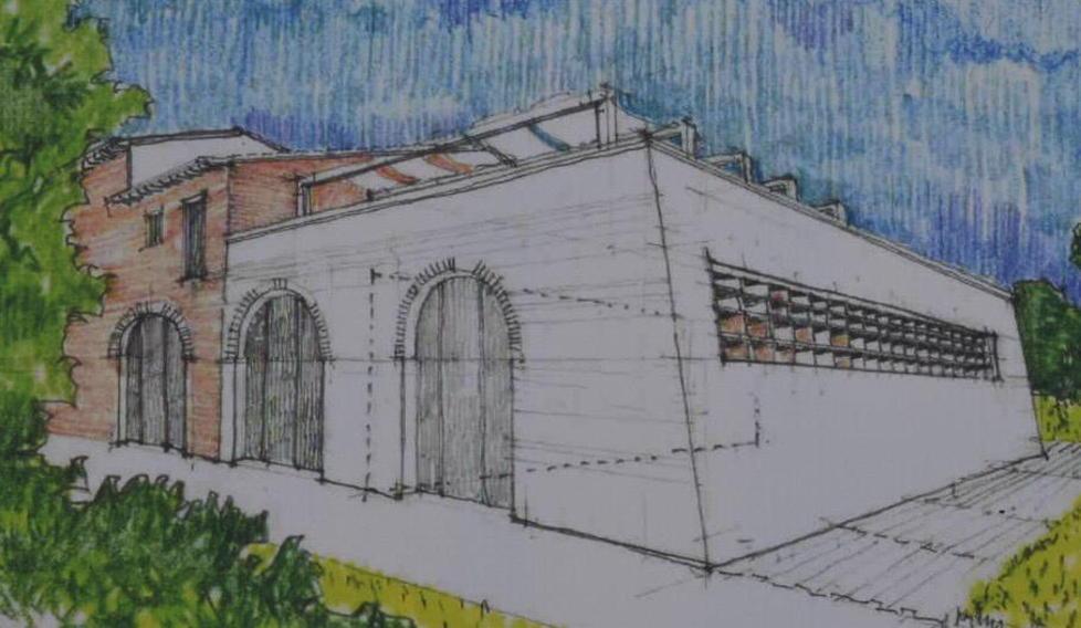 Il bozzetto che illustra il progetto d'ampliamento di Villa Sorriso