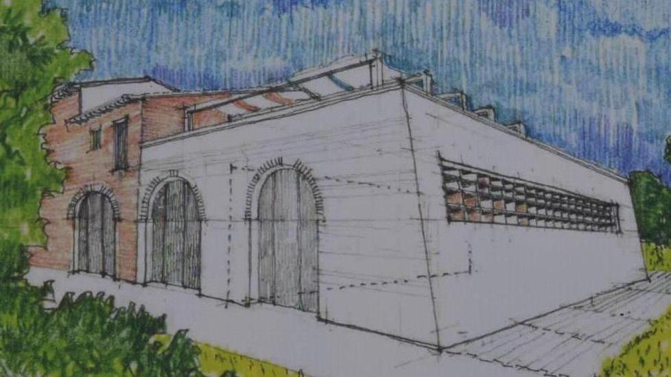 Il bozzetto che illustra il progetto d'ampliamento di Villa Sorriso
