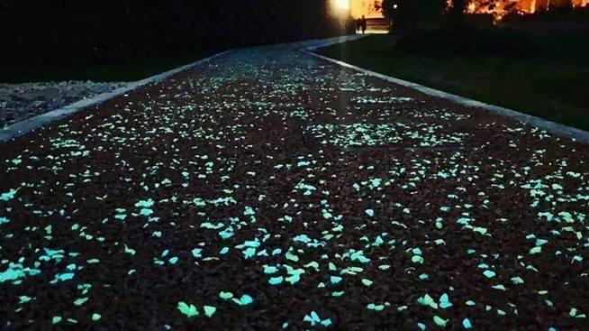 Ecco la pista ciclabile con l’asfalto che di notte si illumina