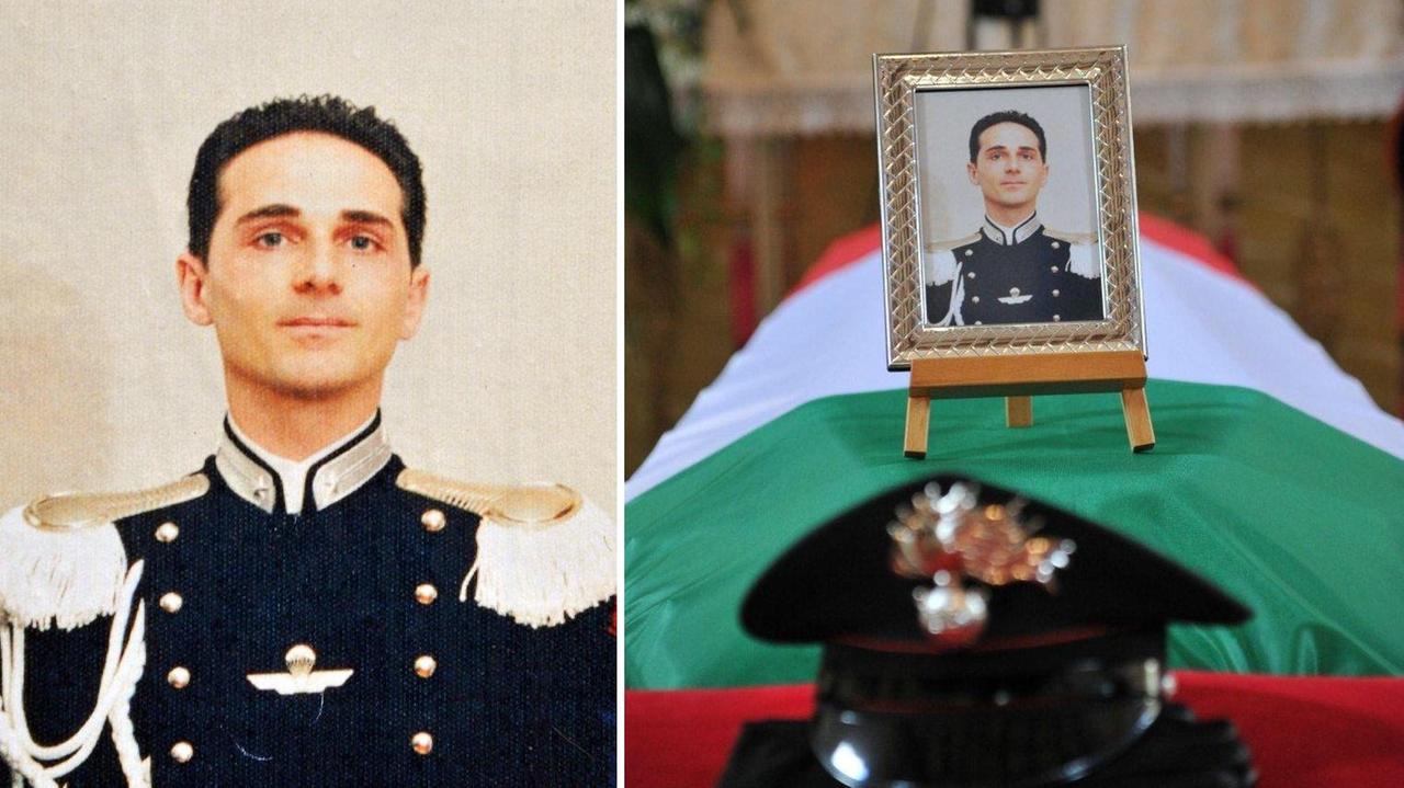 Antonio Santarelli e, a destra, i suoi funerali