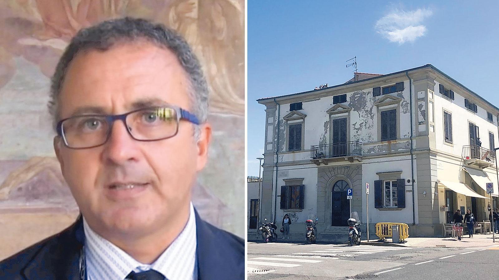 L’allergologo Matucci e a destra il palazzo dove è avvenuta la tragedia