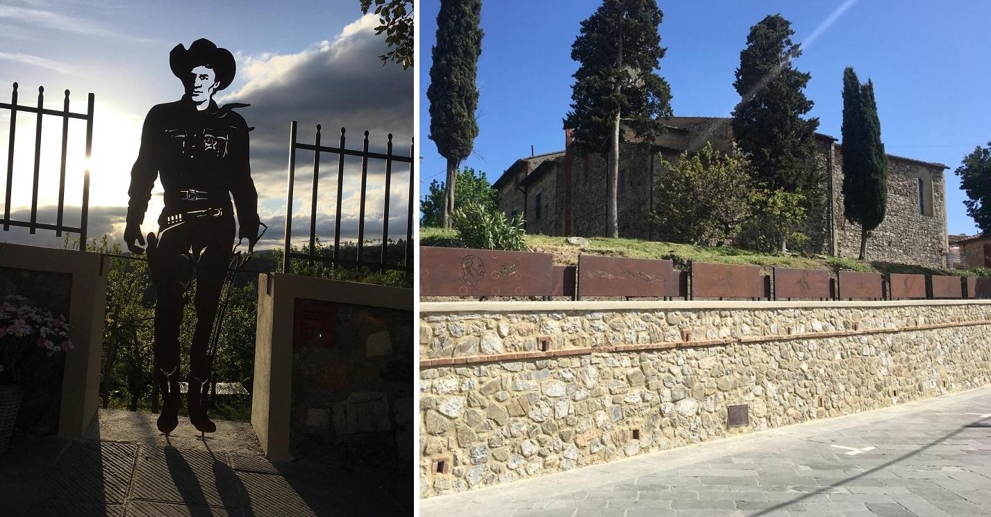 Tex Willer dà il benvenuto a chi arriva a Casale di Pari nella via dedicata a Galep