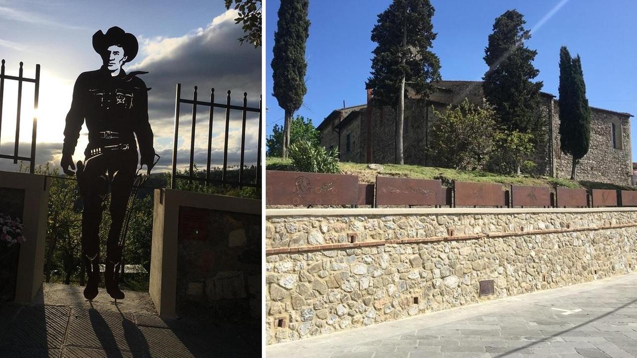 Tex Willer dà il benvenuto a chi arriva a Casale di Pari nella via dedicata a Galep