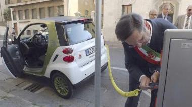 Un’auto elettrica in ricarica