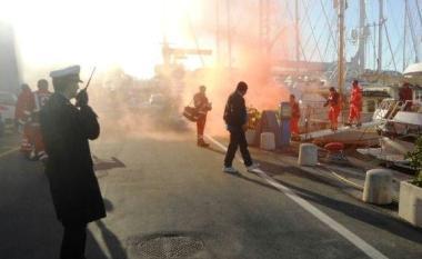 Un momento della esercitazione della Capitaneria di Porto    