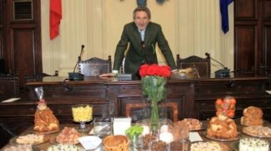Il sindaco Giuseppe Bellandi alla cerimonia degli auguri che si è svolta in municipio