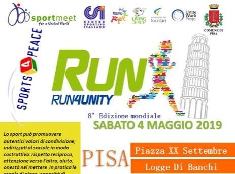 Torna a Pisa “Run4Unity” mix di sport e solidarietà