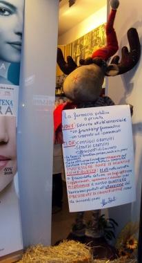 la renna nella vetrina della farmacia Capitani 